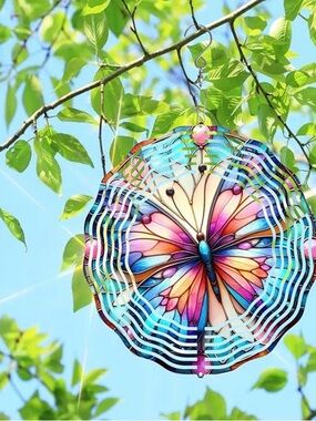 Decorative Butterfly Wind Spinner - Multicolor
